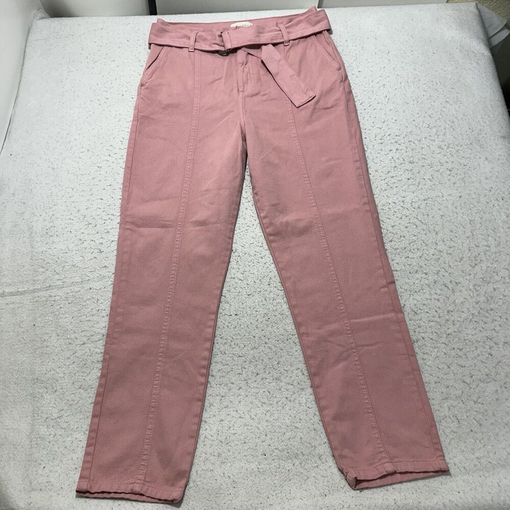 Shoulder Women's 40 (12) Mauve Pink High Rise Slim Straight Leg Jeans With Belt